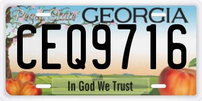 GA license plate CEQ9716