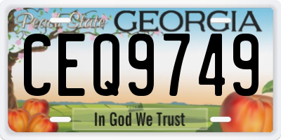 GA license plate CEQ9749