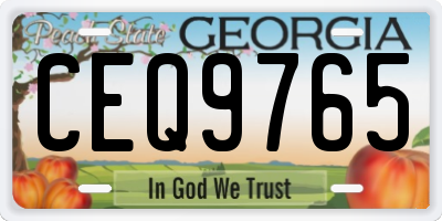GA license plate CEQ9765