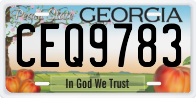 GA license plate CEQ9783