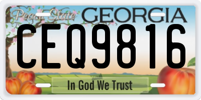 GA license plate CEQ9816