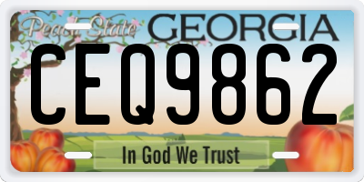 GA license plate CEQ9862