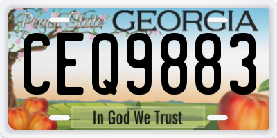 GA license plate CEQ9883