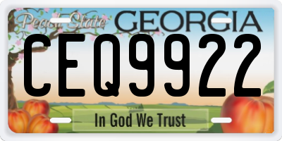 GA license plate CEQ9922