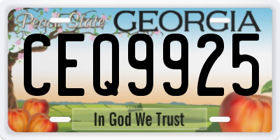 GA license plate CEQ9925