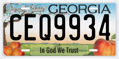 GA license plate CEQ9934