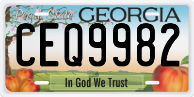 GA license plate CEQ9982