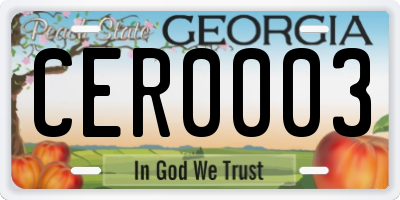GA license plate CER0003