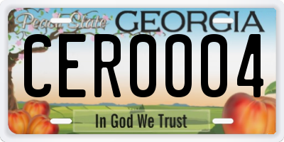 GA license plate CER0004