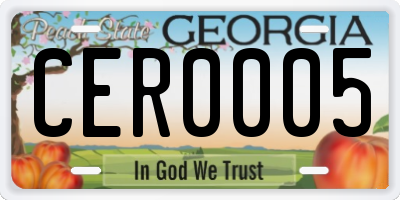 GA license plate CER0005