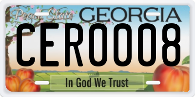 GA license plate CER0008