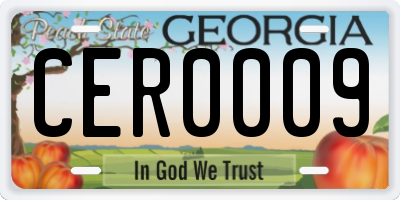 GA license plate CER0009