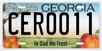 GA license plate CER0011