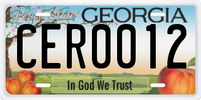 GA license plate CER0012
