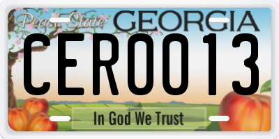 GA license plate CER0013
