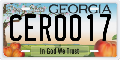 GA license plate CER0017