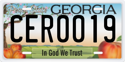 GA license plate CER0019