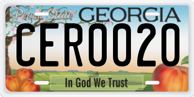 GA license plate CER0020