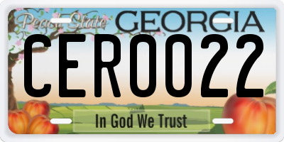 GA license plate CER0022