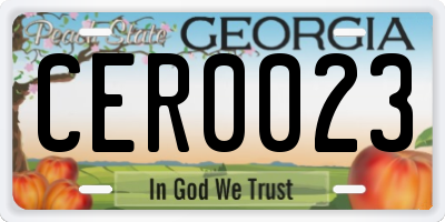 GA license plate CER0023