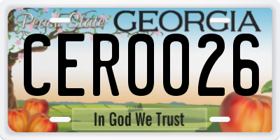 GA license plate CER0026