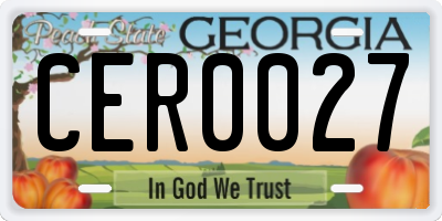 GA license plate CER0027