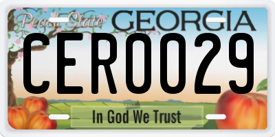 GA license plate CER0029
