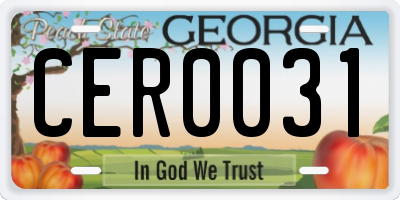 GA license plate CER0031