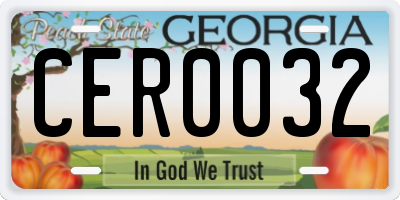 GA license plate CER0032