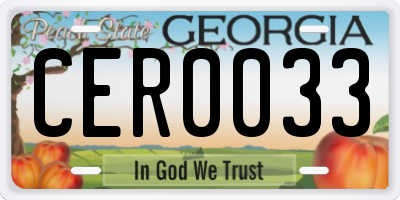 GA license plate CER0033
