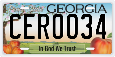 GA license plate CER0034