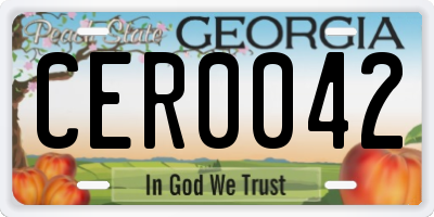 GA license plate CER0042