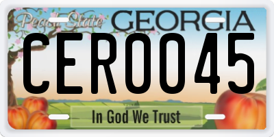 GA license plate CER0045