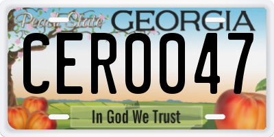 GA license plate CER0047