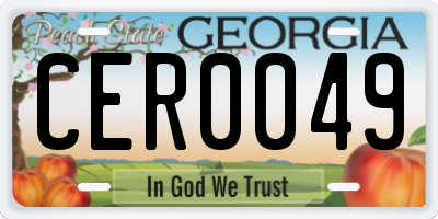 GA license plate CER0049