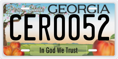 GA license plate CER0052