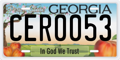 GA license plate CER0053