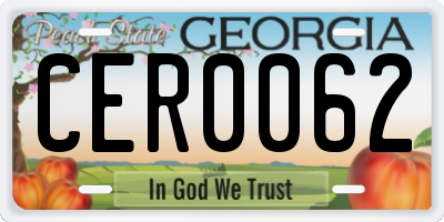 GA license plate CER0062