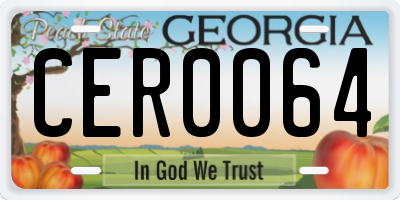 GA license plate CER0064