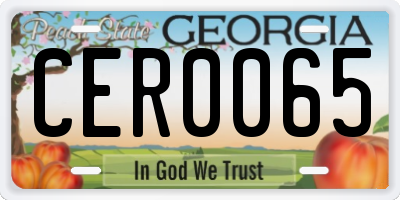 GA license plate CER0065