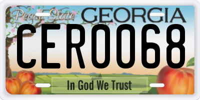 GA license plate CER0068