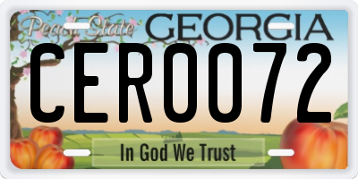 GA license plate CER0072