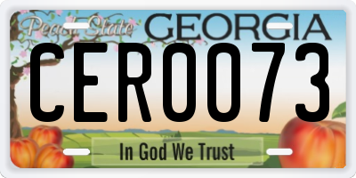 GA license plate CER0073