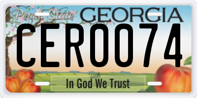 GA license plate CER0074
