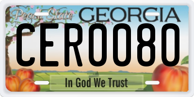 GA license plate CER0080