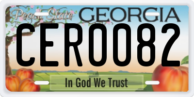 GA license plate CER0082
