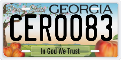 GA license plate CER0083