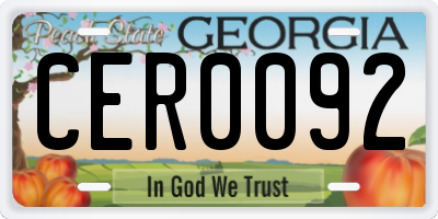 GA license plate CER0092