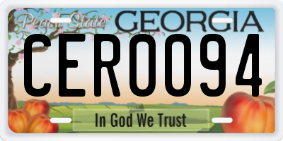 GA license plate CER0094