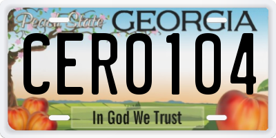 GA license plate CER0104